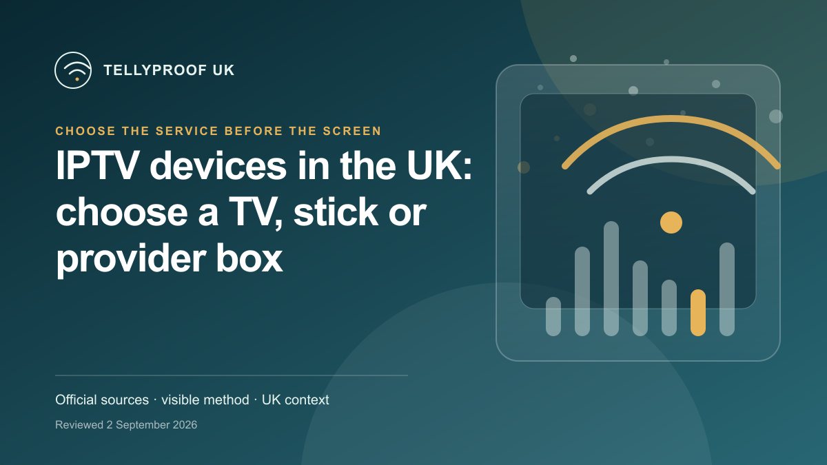 A UK smart television, streaming stick and provider TV box compared by app support, accessibility and household cost