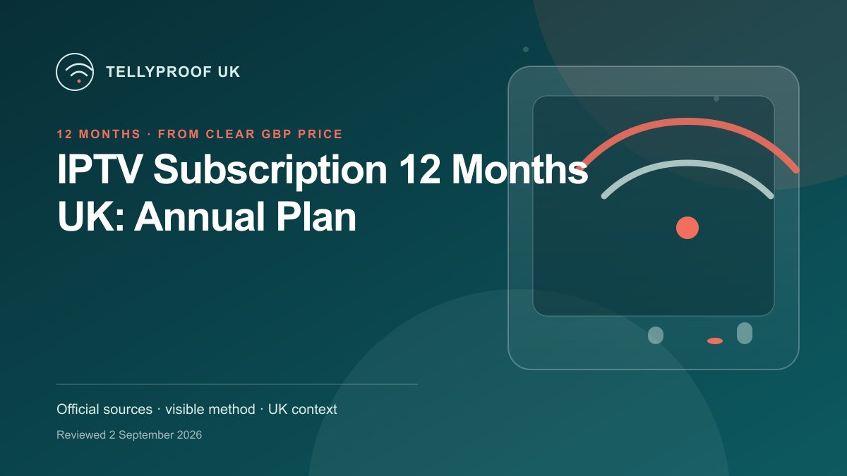 TellyProof 12 months IPTV subscription options for one to four screens in a UK home