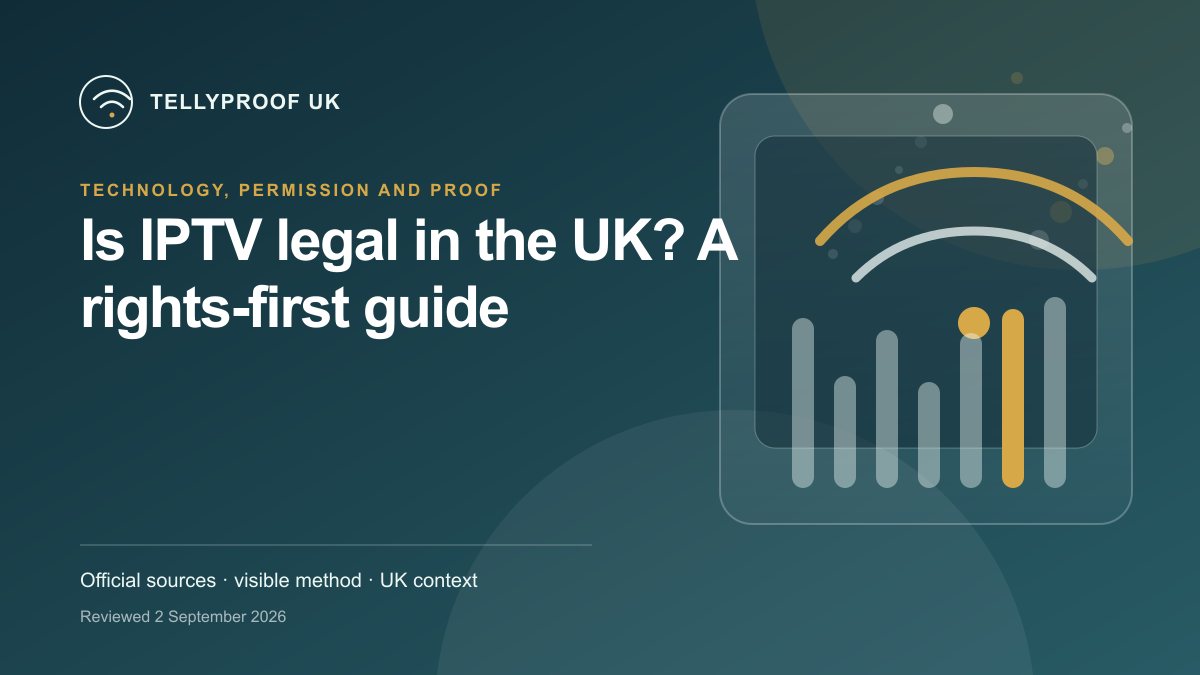 A UK internet television legality checklist separating the streaming device, provider identity and content rights